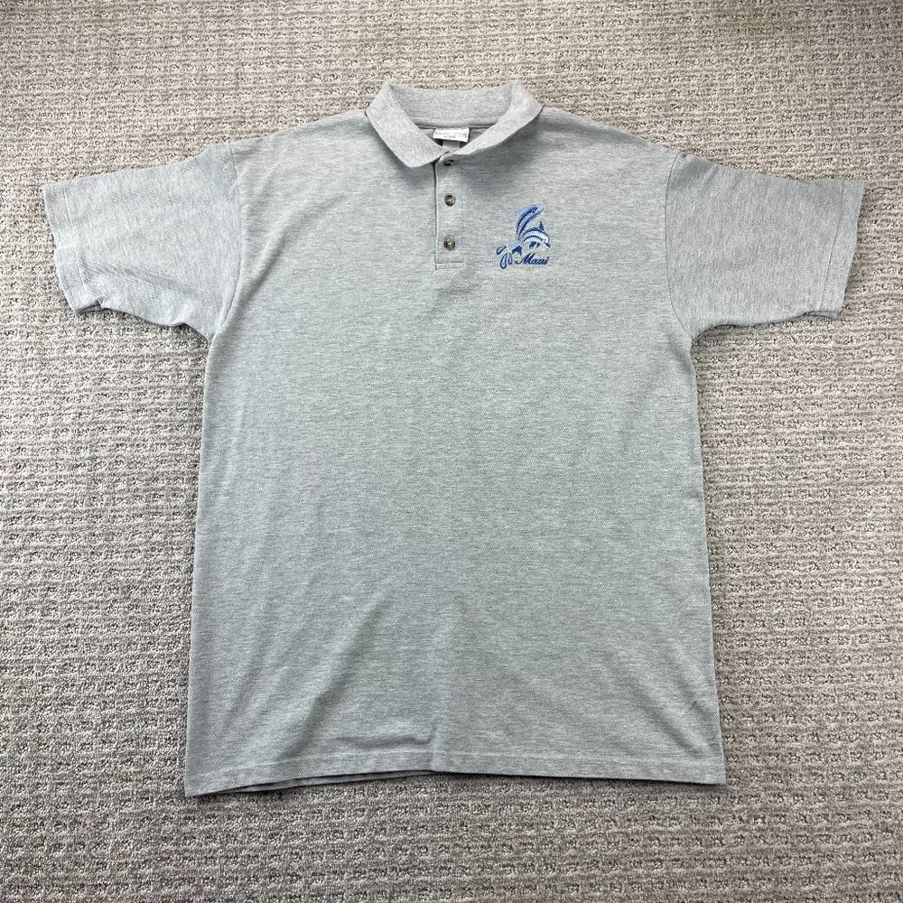 Maui Polo Shirt Men Large L Gray Golf Hawaii Embroidered Logo Dolphins by Anvil